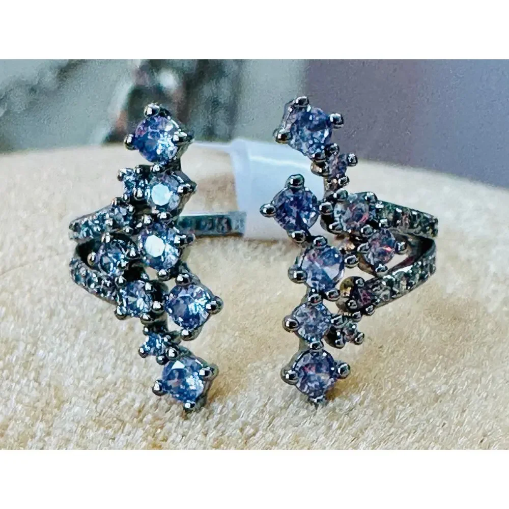 Bomb Party Lavender Topaz on Hematite Plating Ring Size 9 - Picture 3 of 4